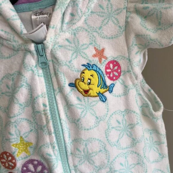 Disney Store Size 5/6 The Little Mermaid Ariel Swimsuit Beach Terry Cover Up - Picture 5 of 8
